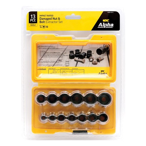 13 Pce | Alpha Damaged Nut & Bolt Extractor Set -  3/8in Drive Met/Imp