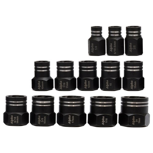 13 Pce | Alpha Damaged Nut & Bolt Extractor Set -  3/8in Drive Met/Imp