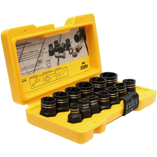 13 Pce | Alpha Damaged Nut & Bolt Extractor Set -  3/8in Drive Met/Imp