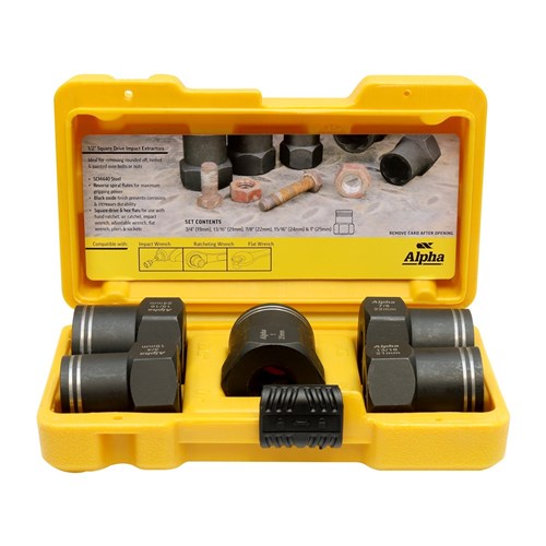 5 Pce | Alpha Damaged Nut & Bolt Extractor Set | 1/2in Drive Met/Imp