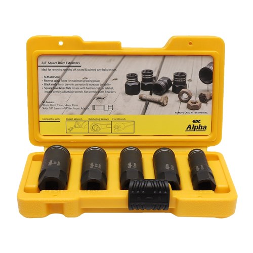 5pce | Alpha Damaged Nut & Bolt Extractor Set | 3/8in Deep Drive Met