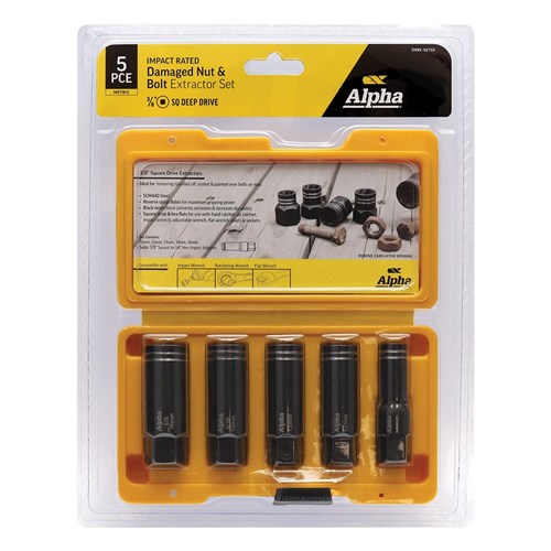 5pce | Alpha Damaged Nut & Bolt Extractor Set | 3/8in Deep Drive Met