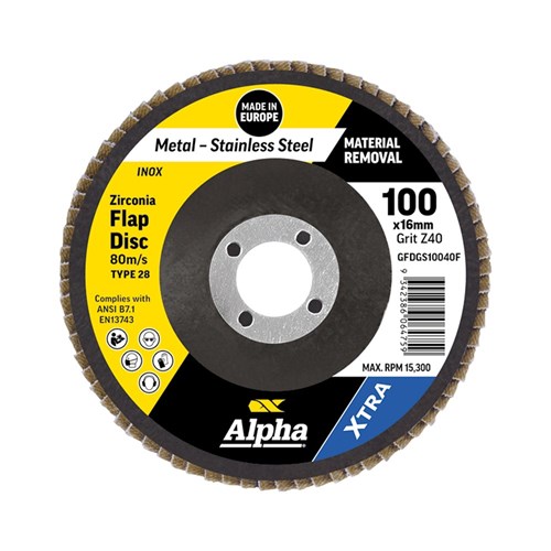 Flap Disc 100mm Z40 Grit Zirconia Type 28 Flat Xtra Bulk