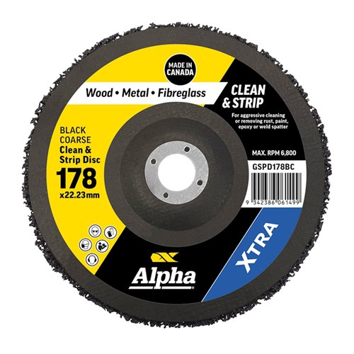 Clean & Strip Disc 178mm Black coarse XTRA Bulk