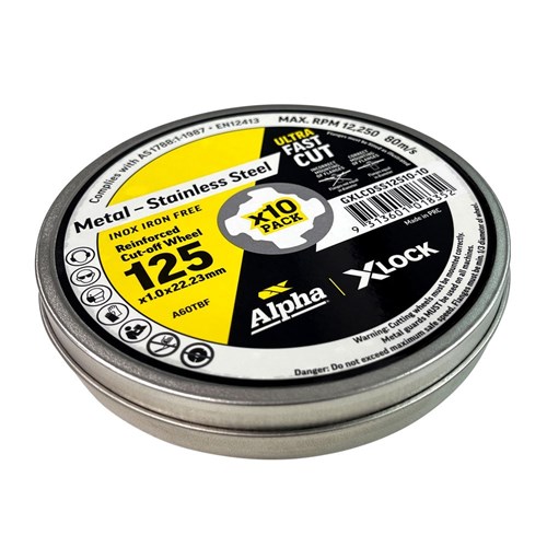 Alpha Cutting Disc X-Lock 125 x 1.0mm | 10 Disc Trade Pack