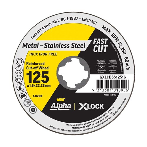 Alpha Cutting Disc X-Lock 125 x 1.6mm | 10 Disc Trade Pack