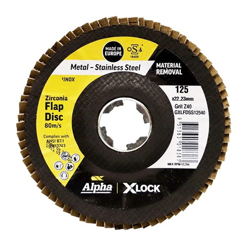 Alpha Flap Disc X-Lock 125mm | 40 Grit Zirconia