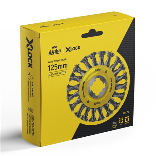 Alpha Wheel Brush X-Lock 125mm Steel Wire | 0.50mm Knotted