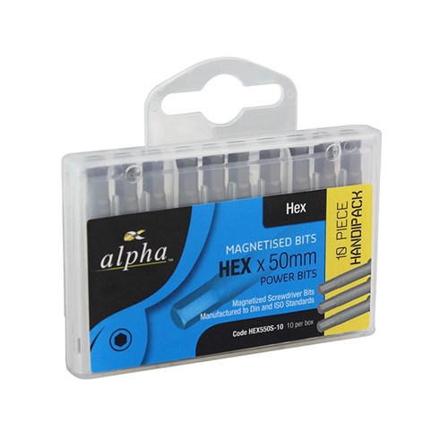 Hex 5mm x 50mm Power Bit - Handipack (x10)