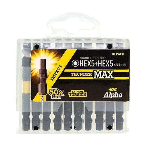 ThunderMax HEX5 x 65mm Impact Power Bit D/Ended Handipack (x10)