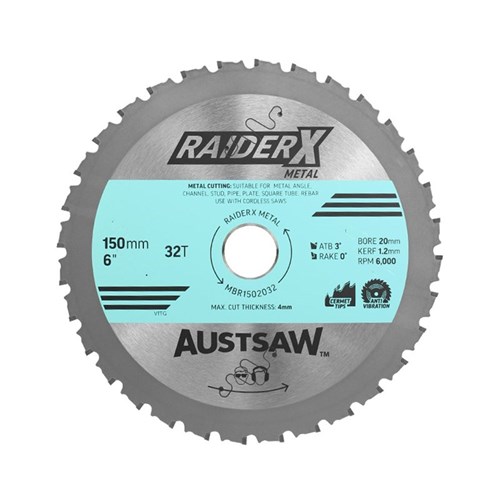 MBR1502032 - Austsaw RaiderX Metal Blade 150mm x 20 x 32T