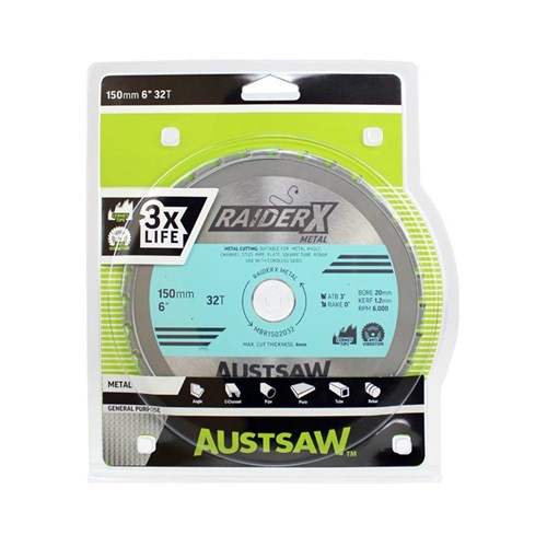 MBR1502032 - Austsaw RaiderX Metal Blade 150mm x 20 x 32T