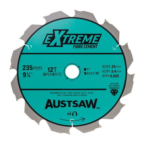 Austsaw - 235mm (9 1/4in) Polycrystalline Diamond Blade - 25/20mm Bore - 6PCD 6TCT Teeth