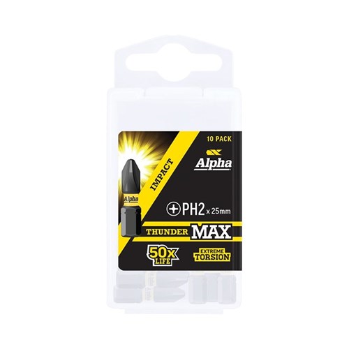 ThunderMax PH2 x 25mm Impact Insert Bit Handipack (x10)