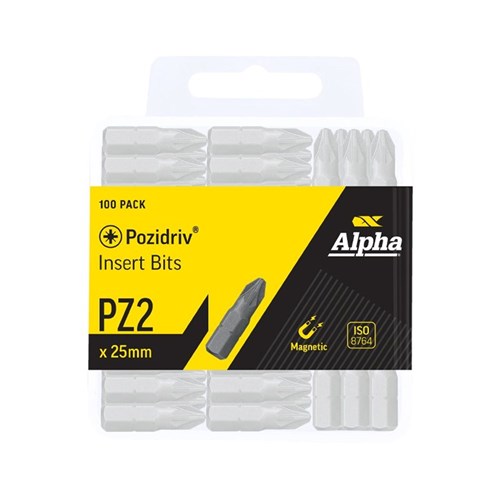 PZ2 x 25mm Pozidrive Insert Bits - 100 Pack