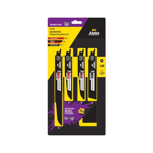 Demolition 8 Piece Recip Blade Set incl Pouch.