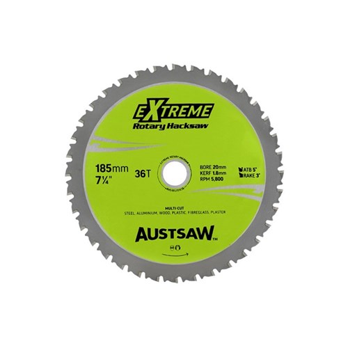 Austsaw - 185mm (7in) Rotary Hacksaw Blade - 20/16mm Bore - 36 Teeth