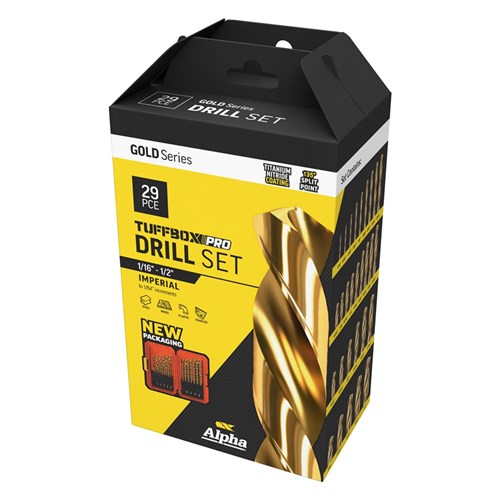 29 Piece | Alpha Gold Series Imperial Tuffbox Pro Drill Set