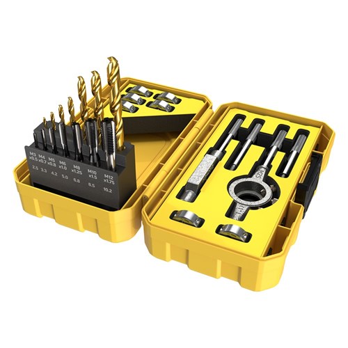 23 Piece | Alpha Drill,Tap and Die Metric M3-M12 Tuffbox Pro Set | Bonus 120ml Lubricant