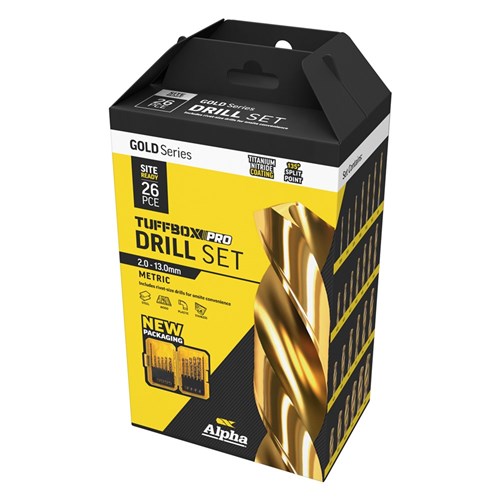 26 Piece | Alpha Gold Series Site Ready Metric Tuffbox Pro Drill Set