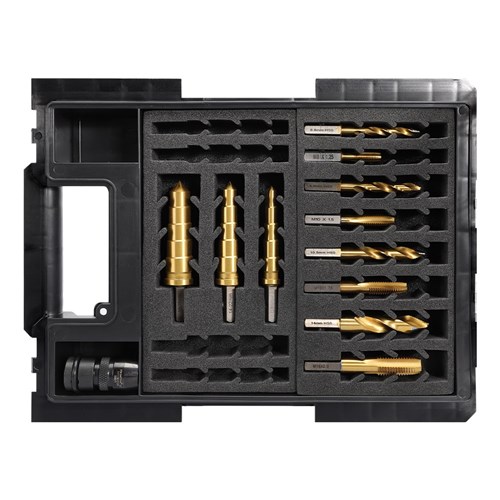 VersaDrive 12 Piece Starter Kit | 8 Piece Drill and Tap Set | 3 Piece ImpactaStep Cutter Set with HD