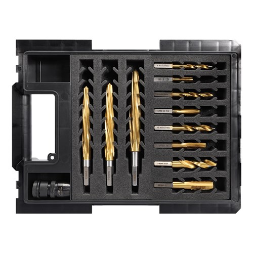 VersaDrive 12 Piece Starter Kit | 8 Piece Drill and Tap Set | 3 Piece Reamer Set 12mm to18mm with HD