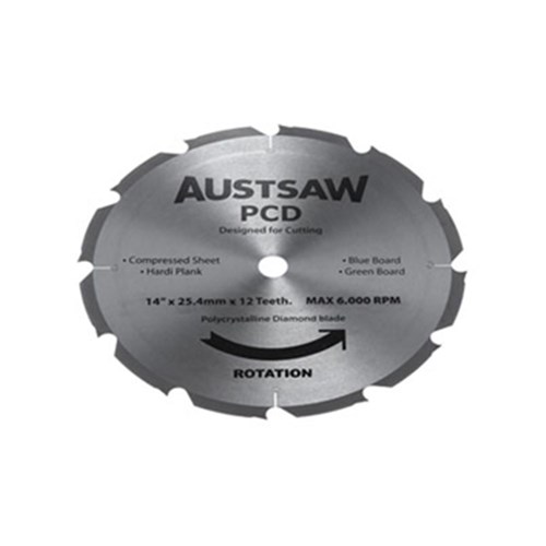 Austsaw - 350mm (14in) Polycrystalline Diamond Blade - 25.4mm Bore - 8PCD Teeth