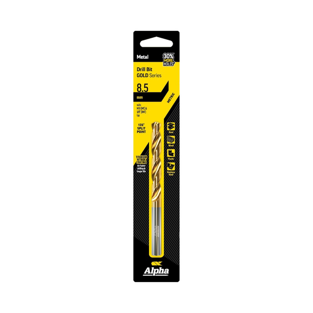 ALPHA JOBBER DRILL CARDED 8.5MM - GOLD SERIES