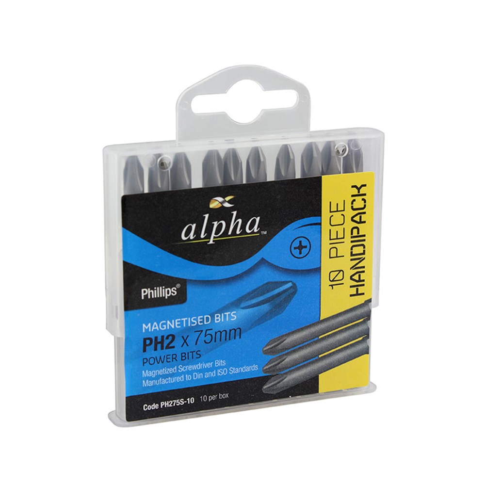 ALPHA PHILLIPS DRIVE BIT 2 X 75MM HANDIPACK (10)